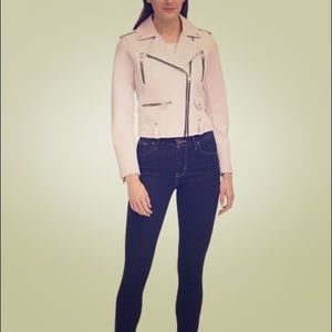 Baby pink Levi moto-leather jacket